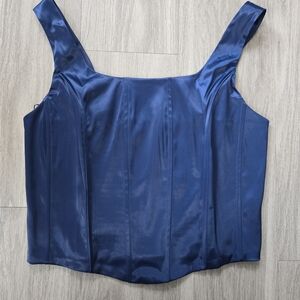 Elegant Blue Satin Women's Top